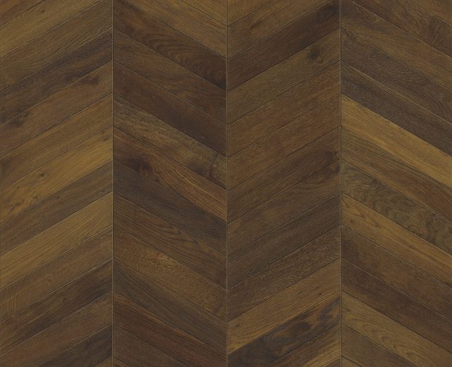 Dark Brown Oiled Oak Chevron Parquet Flooring