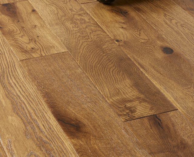Antique Tuscan Stained Lacquered Oak Hand Scraped Hardwood Engineered Wood Flooring - Image 3