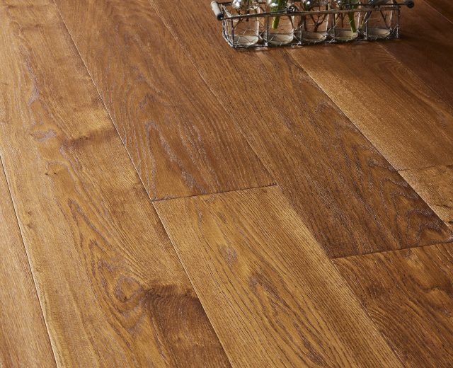 Cognac Stained Oiled Oak Hand Scraped Hardwood - Image 2