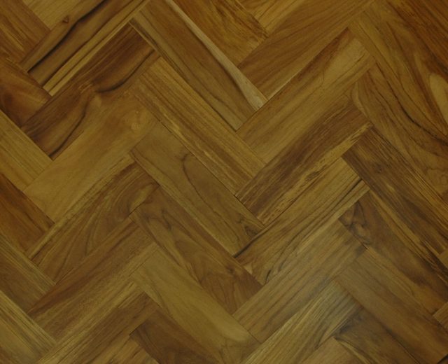 Teak Natural 230mm Parquet Block - Herringbone