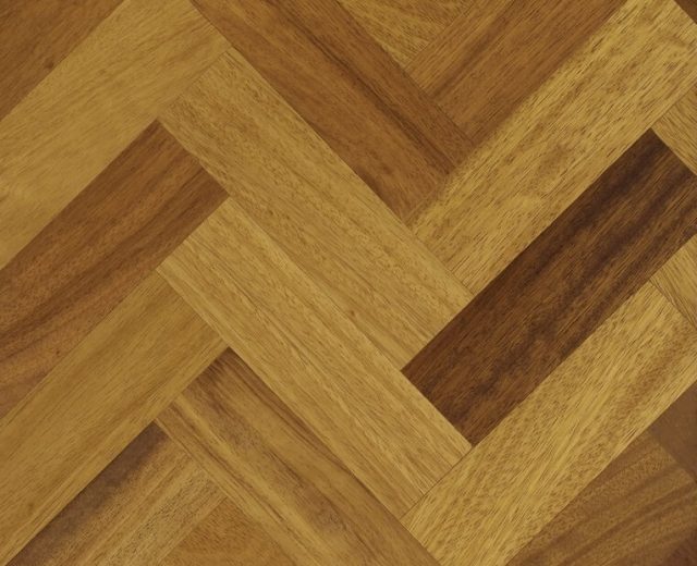 Iroko - Kambala Prime 280mm Engineered Parquet Block - Herringbone