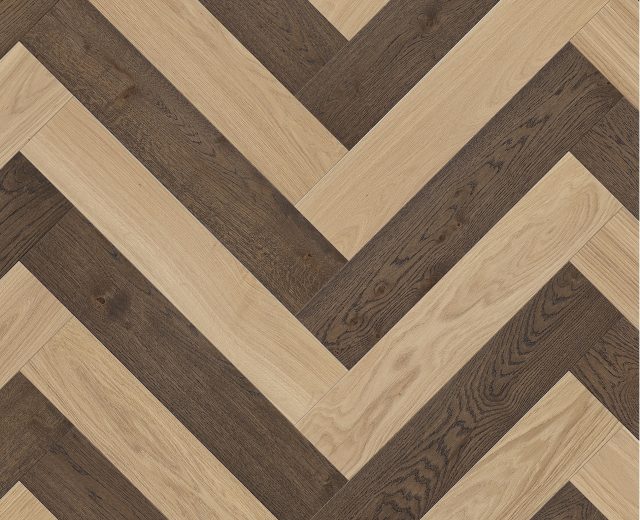 Bourges Dual Oak- Herringbone – Blonde + Old Brown - Brushed
