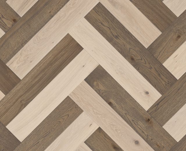 Chartres Double Oak Herringbone – Old Grey + Lime - Brushed