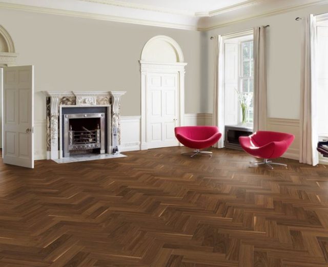 American Black Walnut UV Oiled Engineered Parquet Herringbone - Image 2