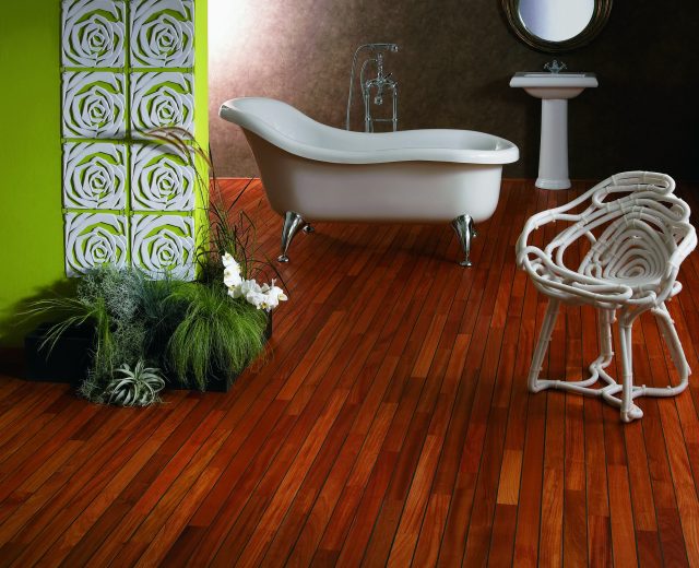 Doussie Navylam+ Parquet Bathroom Wood Flooring - Image 4