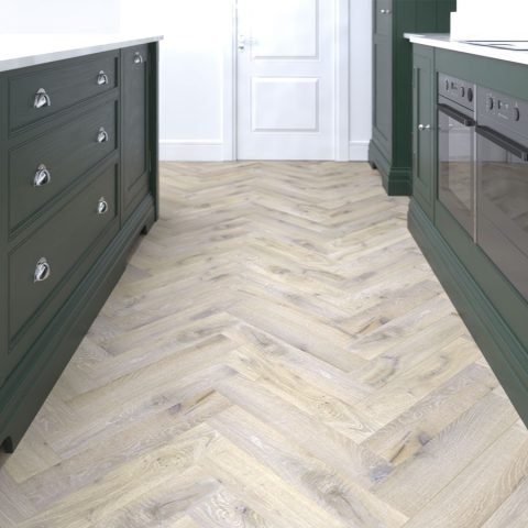 Dunnottar Rustic Oak  Brushed & Matt Lacquered  Engineered Herringbone Wood Flooring